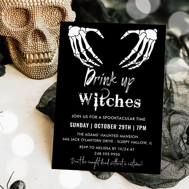 Drink Up Witches Grey Halloween Party  Invitation (Creator Uploaded)
