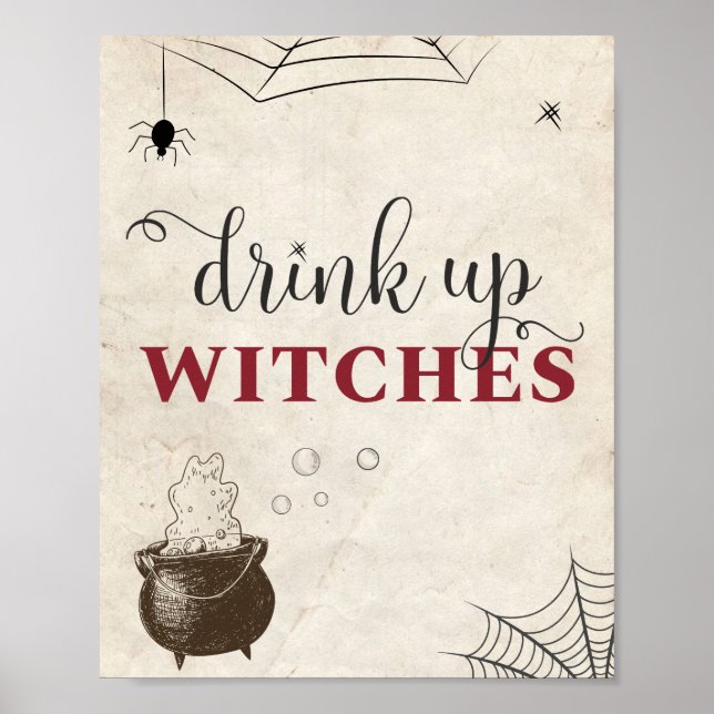 Drink Up Witches Halloween Adult Party Food Table Poster (Front)