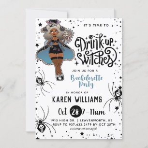 Drink Up Witches Halloween Bachelorette Party Invi Invitation