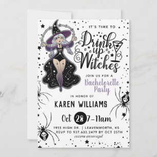 Drink Up Witches Halloween Bachelorette Party Invitation