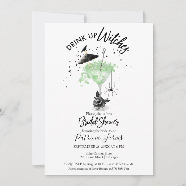 Drink up Witches Halloween Bridal Shower Invitation (Front)