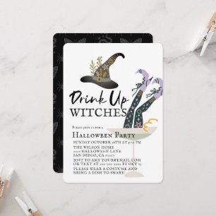 Drink Up Witches Halloween Cocktail Party Invitation