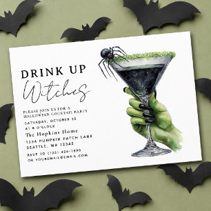 Drink Up Witches Halloween Cocktail Party Invitation