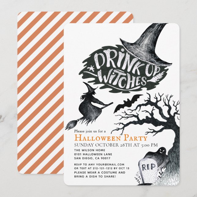 Drink Up Witches Halloween Party Invitation (Front/Back)