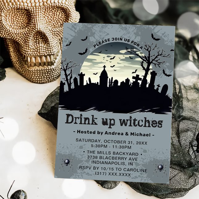 Drink Up Witches Moon Halloween Party  Invitation (Creator Uploaded)