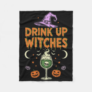 Drink Up Witches Purple Hat Funny Halloween Men Wo Fleece Blanket