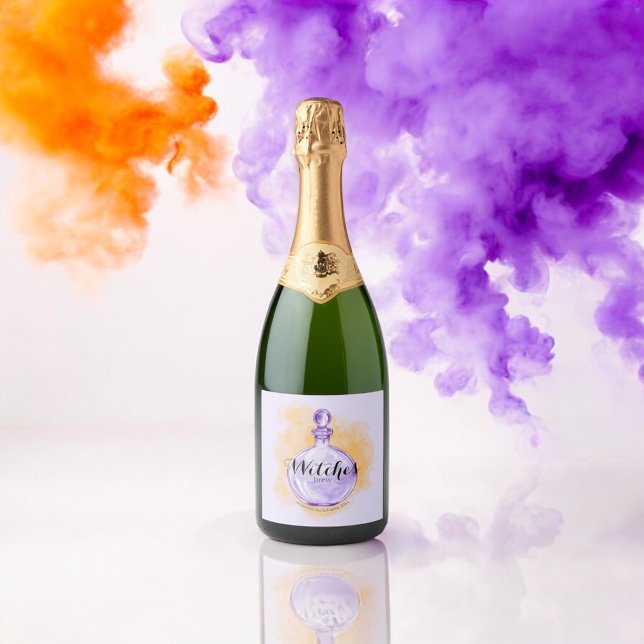 Drink Up Witches Purple Watercolor Potion Sparkling Wine Label (Creator Uploaded)