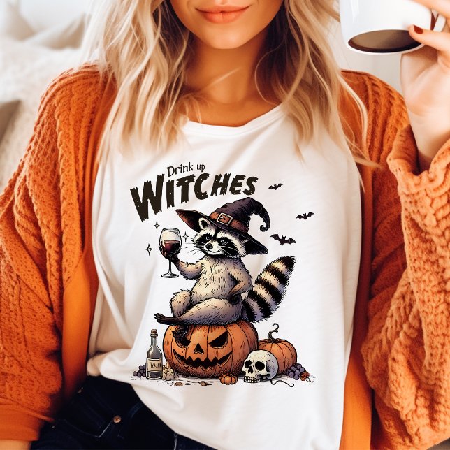 Drink Up Witches Vintage Racoon Halloween T-Shirt (Creator Uploaded)