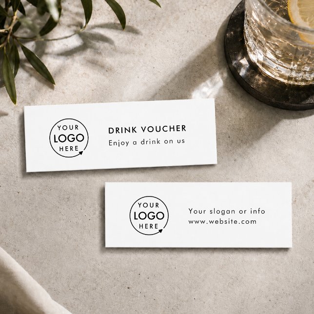 Drink Voucher Card | Corporate Event Bar Ticket (Minimalist company branded drinks vouchers for small business events & corporate launch parties.)