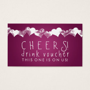 Drink Voucher Grunge Hearts Pink Berry