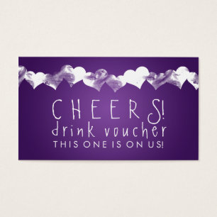 Drink Voucher Grunge Hearts Purple