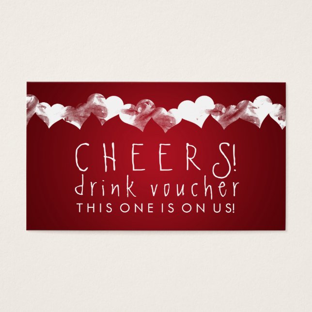 Drink Voucher Grunge Hearts Red (Front)