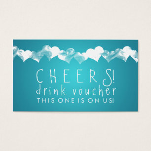 Drink Voucher Grunge Hearts Turquoise