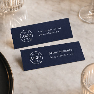 Drink Voucher Navy Blue Corporate Logo Card