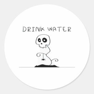 Drink Water - Eat Drink And Be Scary Retro Classic Classic Round Sticker