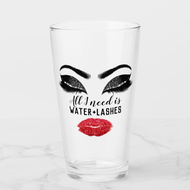 Drink Water Makeup Artist Eyelash Red Kiss Glass (Front)