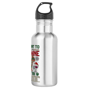 Drink Wine Bulldog Dog Ugly Sweater Santa Hat 532 Ml Water Bottle