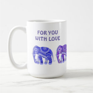 DRINK WITH BLUE COOL ELEPHANTS COFFEE MUG