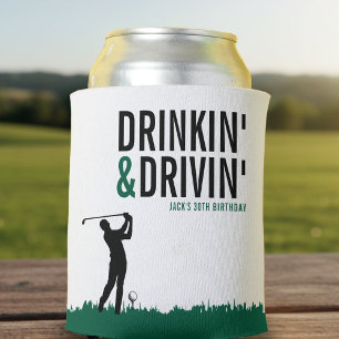 Drinkin' & Drivin' Adult Golf Birthday Party Can Cooler