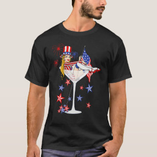 Drinking 4th Of July Martini Girl Freedom Wine Par T-Shirt