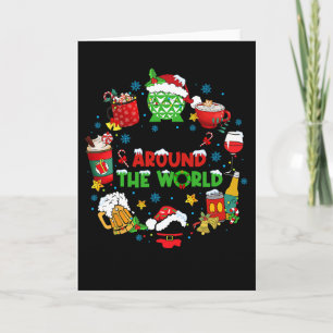 Drinking Around The World Family Christmas Vacatio Card