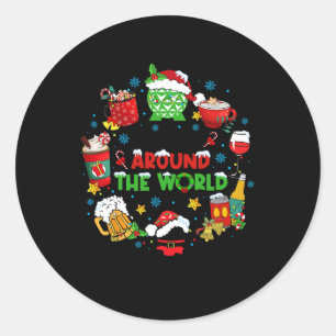 Drinking Around The World Family Christmas Vacatio Classic Round Sticker