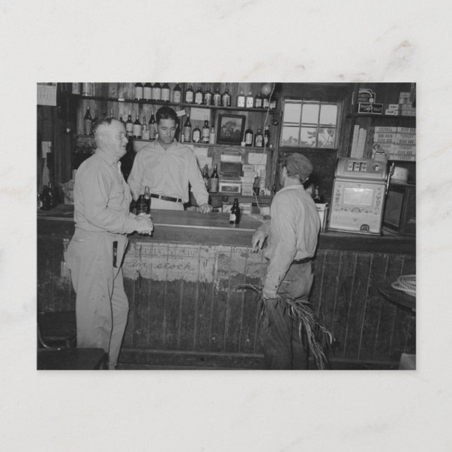 Drinking At The Bar Vintage Poster Postcard (Front)