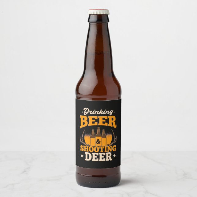 Drinking Beer And Hunting Deer Bottle Label (Front)