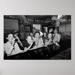 Drinking Beer At The Bar - Great Depression - 1938 Poster