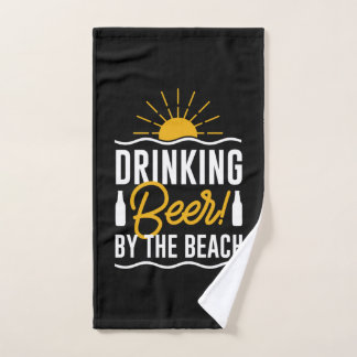 Drinking Beer By The Beach Hand Towel