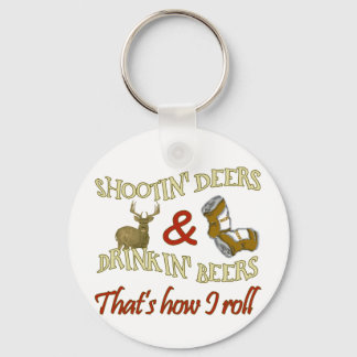 Drinking Beer Shooting Deer Key Ring