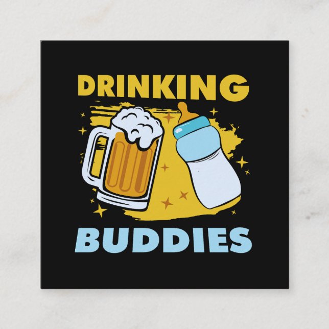 Drinking body fahers day square business card (Front)