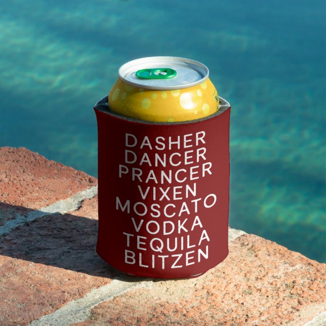 Drinking Christmas Holiday Party Dasher Dancer  Can Cooler (In Situ Pool)