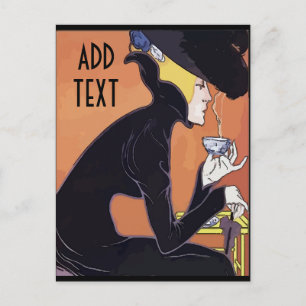 Drinking Coffee, add edit text,  Postcard