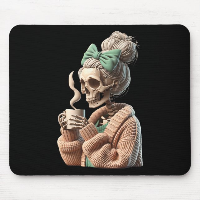 Drinking Coffee Skull Skeleton For Women Gift Coff Mouse Pad (Front)