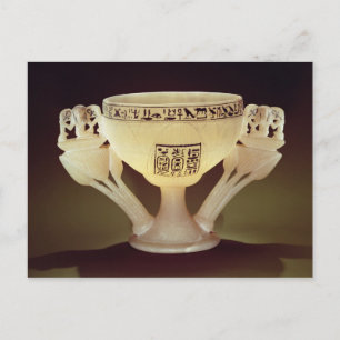 Drinking cup in the form of a half-opened postcard