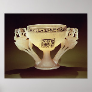 Drinking cup in the form of a half-opened poster