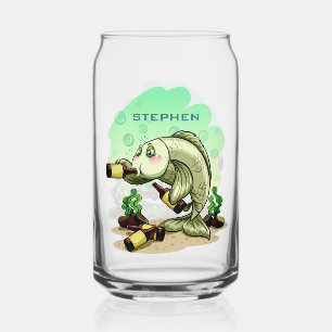 Drinking Fish custom name Can Glass