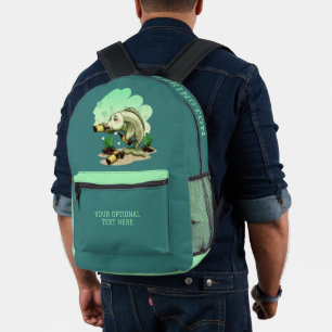 Drinking Fish custom name Printed Backpack