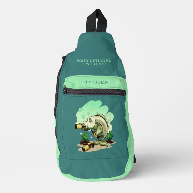 Drinking Fish custom name Sling Bag (Front)