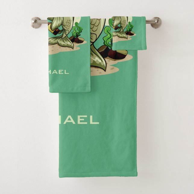 Drinking Fish custom name towel set (Insitu)