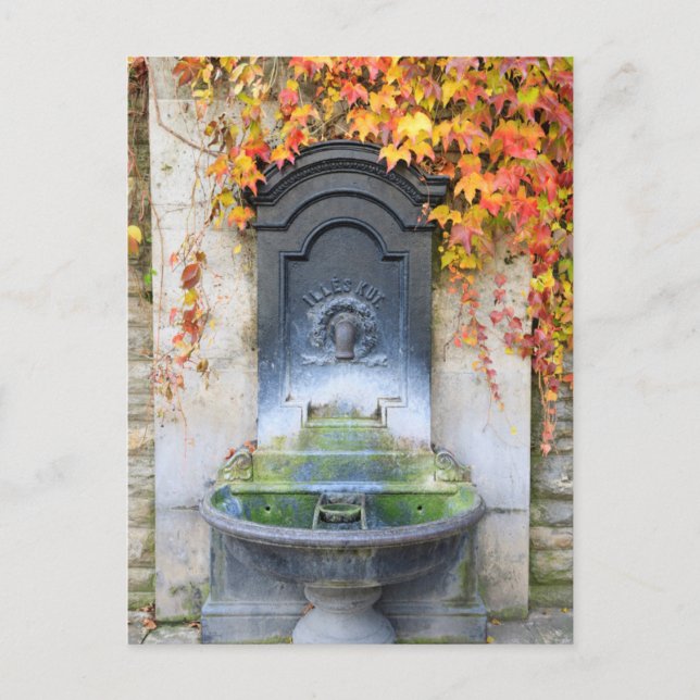 Drinking fountain in fall, Hungary Postcard (Front)