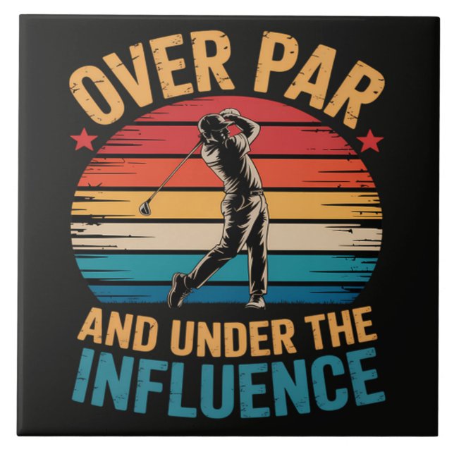Drinking Funny Golfing Ceramic Tile (Front)