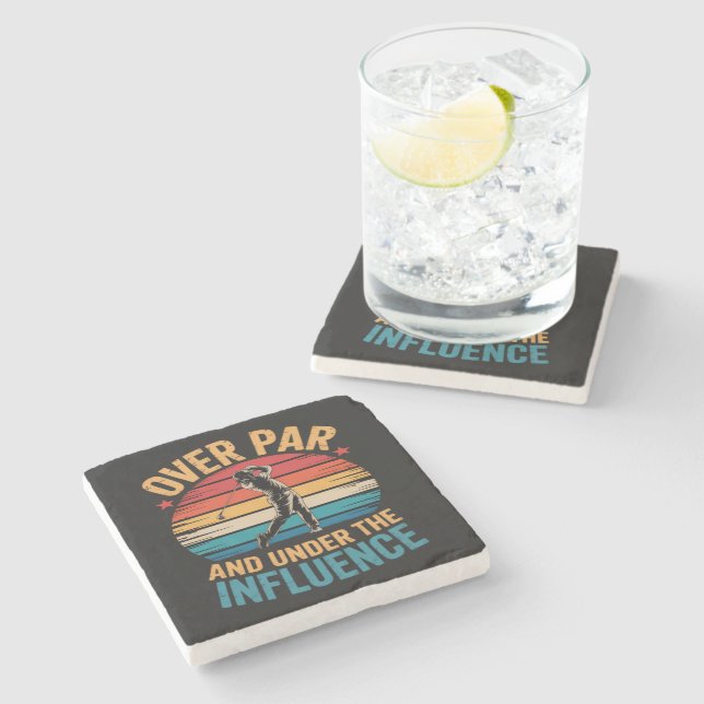 Drinking Funny Golfing Stone Coaster (Side)