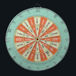 Drinking Game in Aqua and Orange Dartboard<br><div class="desc">Dark Sections ("safe" spots):
  Give Drink
  They Drink
  Pass
  Add Drink to Group Cup
  Give 2 Drinks

 Light Section (drink drink drink):
  All Drink
  Guys Drink
  Girls Drink
  Drink 1
  Drink 2
  Drink Group Cup</div>