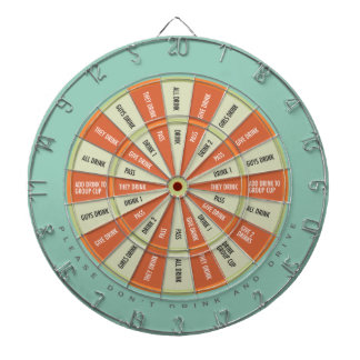 Drinking Game in Aqua and Orange Dartboard