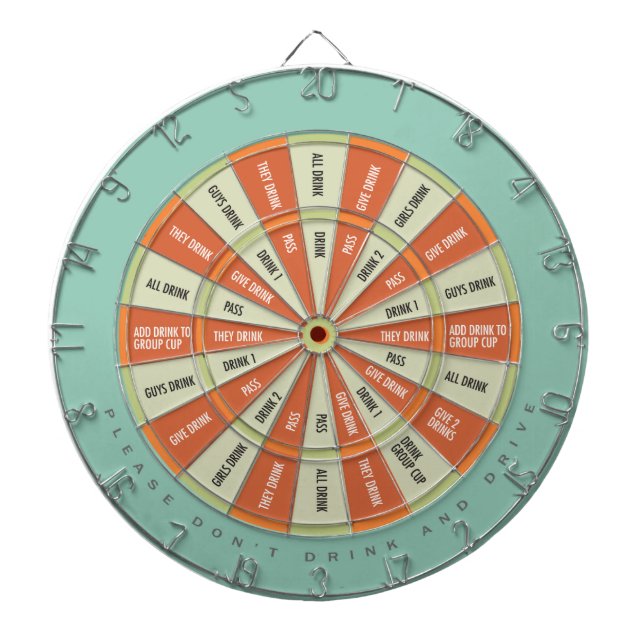 Drinking Game in Aqua Orange Dartboard (Front)