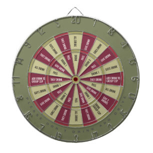 Drinking Game in Army Green and Maroon Dartboard