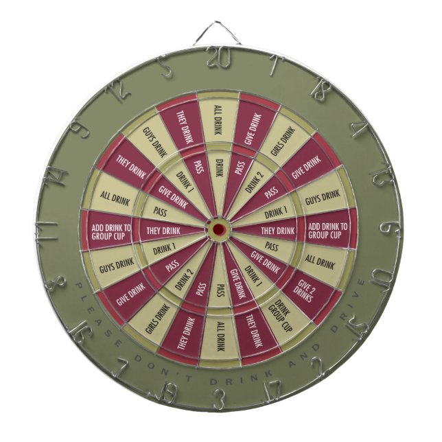 Drinking Game in Army Green and Maroon Dartboard (Front)
