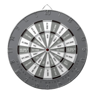Drinking Game in Black and White and Grey Dartboard